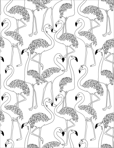 Flamingos Pattern Coloring Page